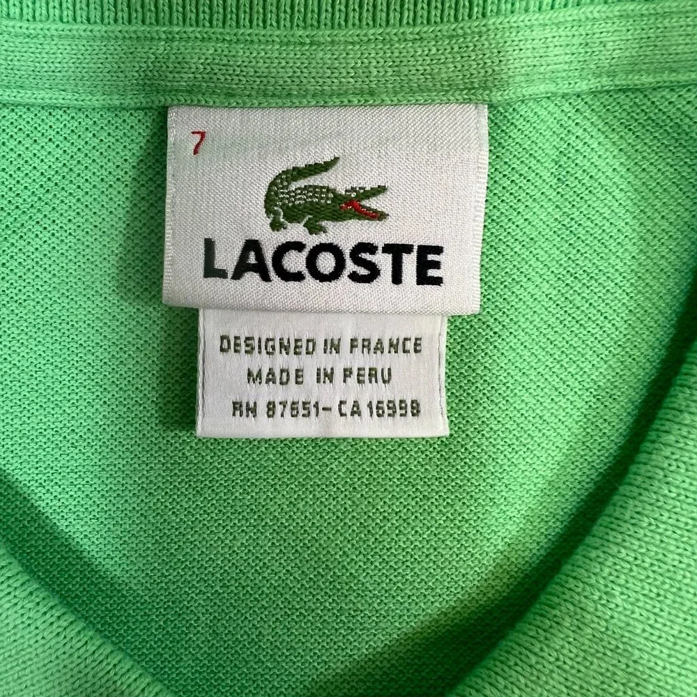 Mens‎ Lacoste Lime Green Polo Shirt Size 7 XXL